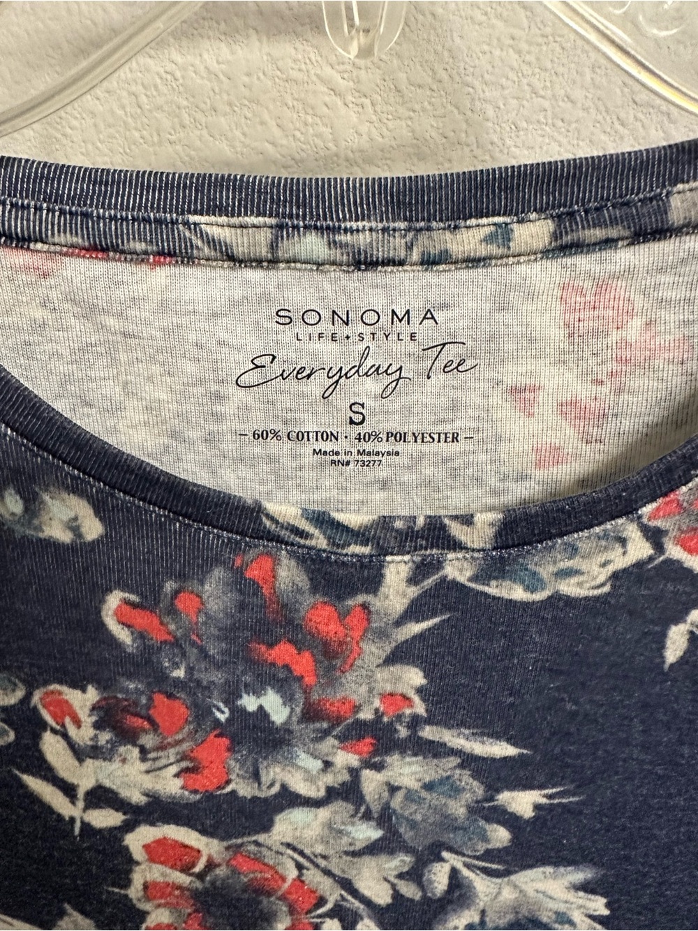 Sonoma Navy Floral Long-Sleeve Tee size S - Picture 3 of 3